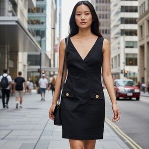 Michael Kors Women's Stretch Sheath Dress Black/White, Sleeveless, Size 10